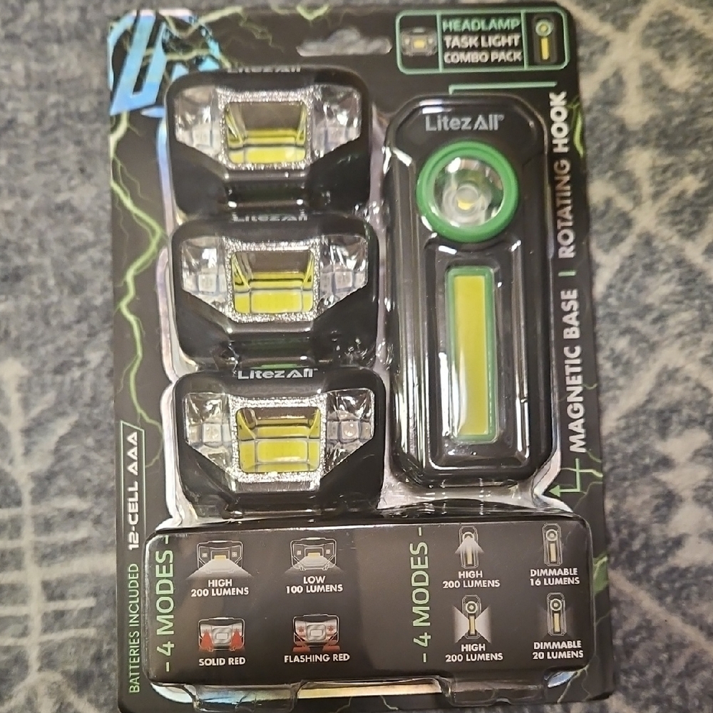 LitezAll Headlamp Task Light Combo Pack